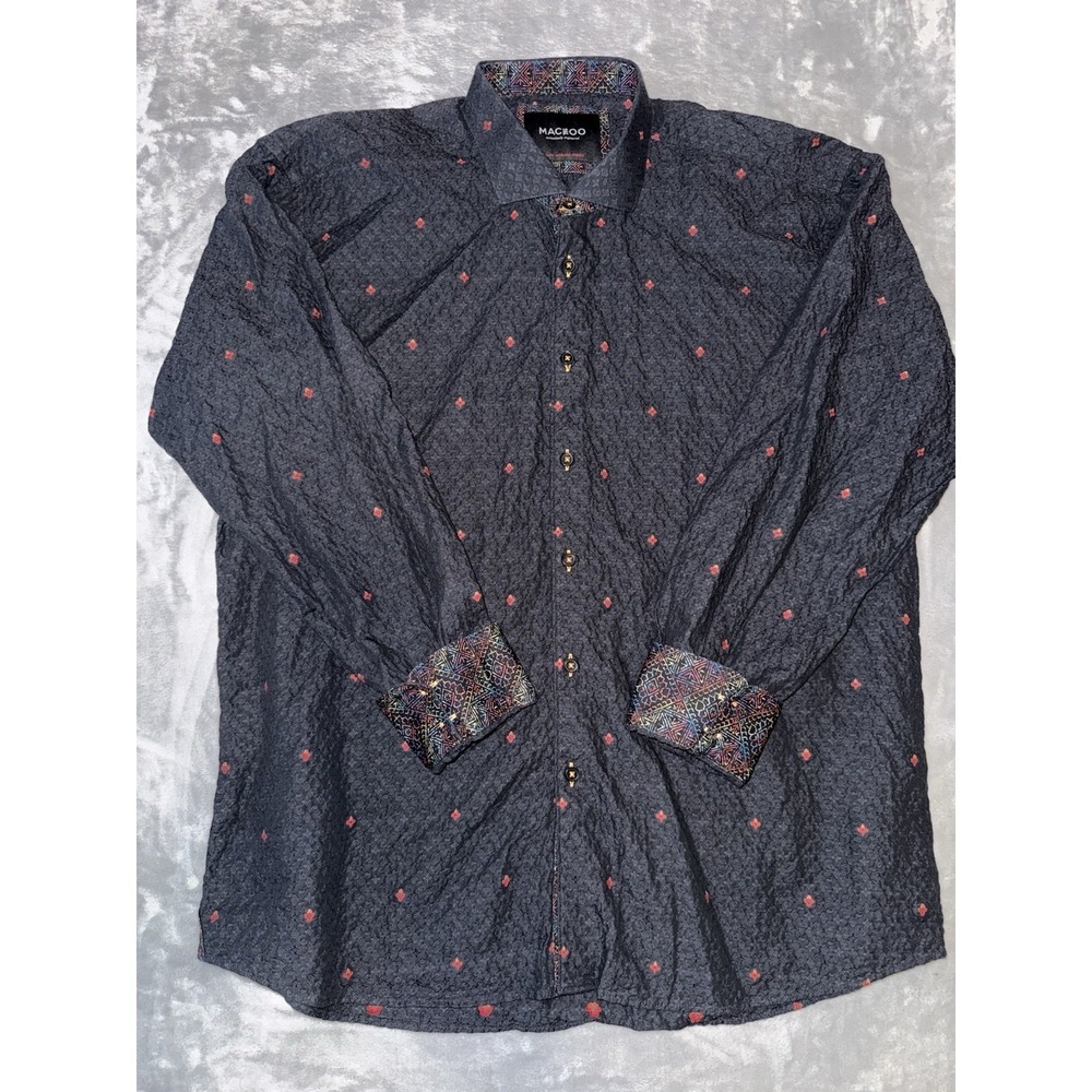 Maceoo Fibonacci Einstein Micro Paisley Black Shirt Men's Sz 7/3XL Button Up